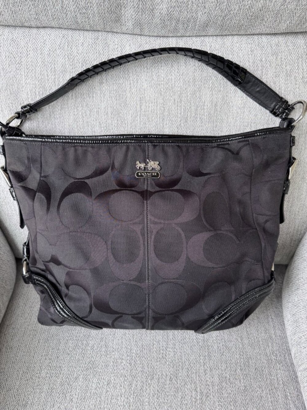 VTG Y2K Coach Chelsea Signature Katarina Hobo Bag 18903 Black Canvas MINT